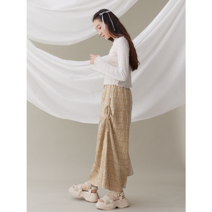 check×checkリボンギャザースカート | merry jenny | 詳細画像9 