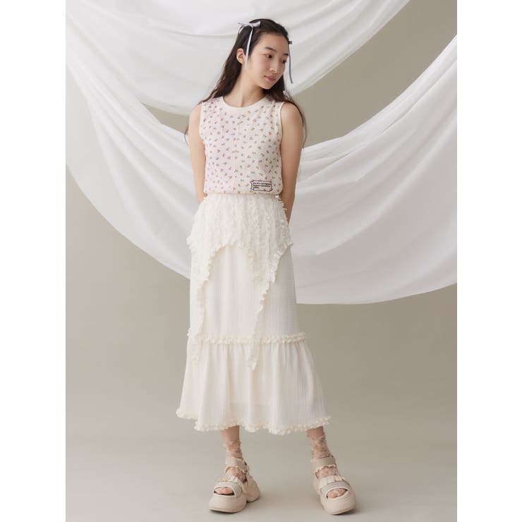 Zimmermann アイボリー フリルスカート1 ガーターフリルスカート[品番：MKSW0063418]｜merry jenny