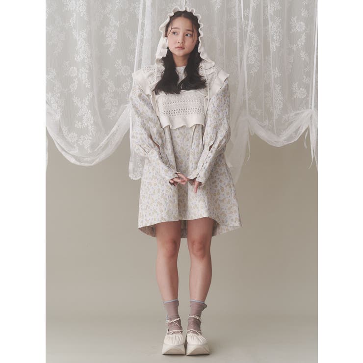 frillフードニットトップス[品番：MKSW0061904]｜merry jenny