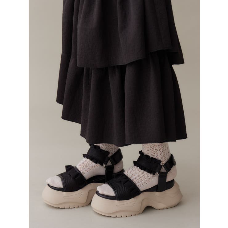 フリルメッシュスニーカーサンダル[品番：MKSW0063423]｜merry