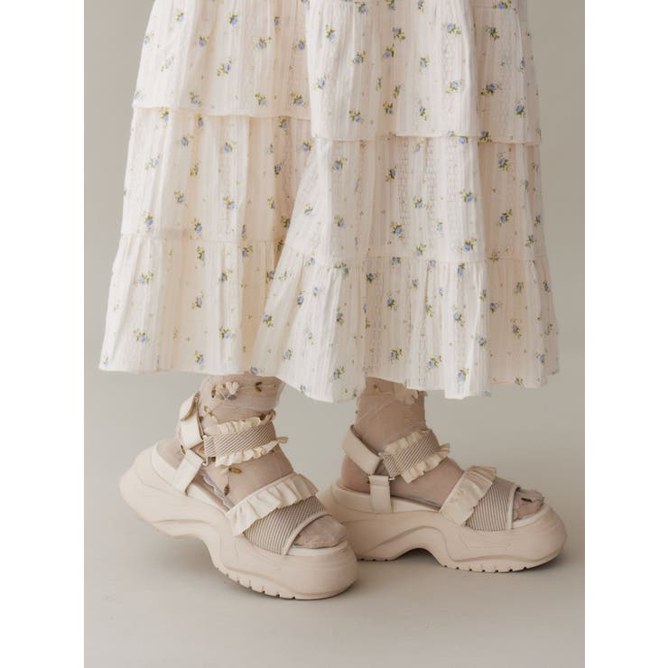アイボリー | フリルメッシュスニーカーサンダル | merry jenny