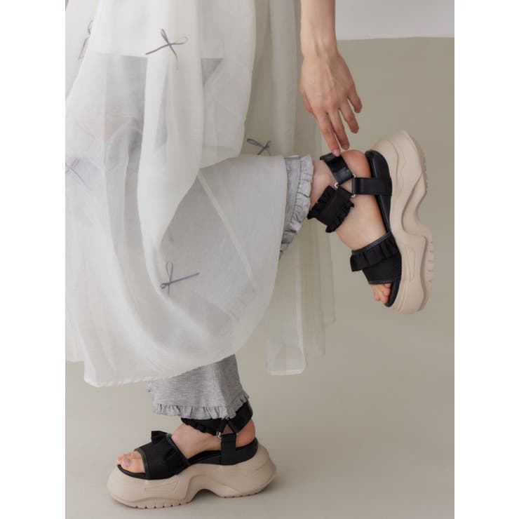 フリルメッシュスニーカーサンダル[品番：MKSW0063423]｜merry