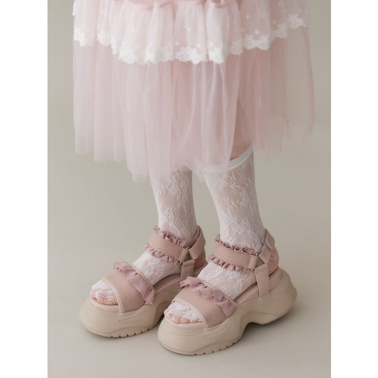 フリルメッシュスニーカーサンダル[品番：MKSW0063423]｜merry
