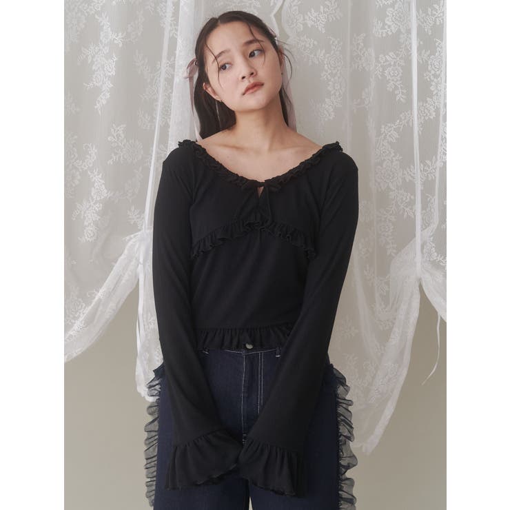 pointail frilly gather tops[品番：MKSW0061906]｜merry jenny  