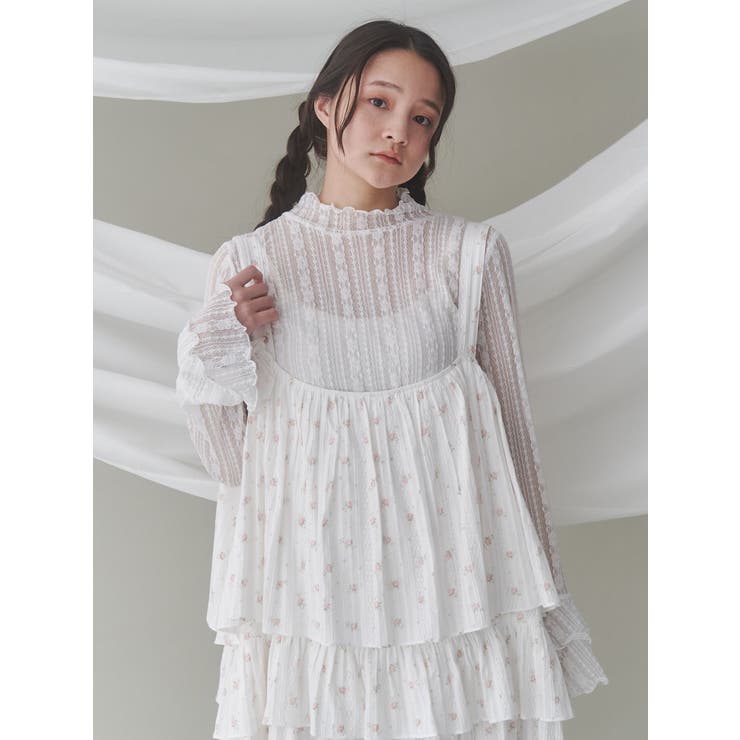 Wフレアスリーブレースtops[品番：MKSW0062584]｜merry jenny