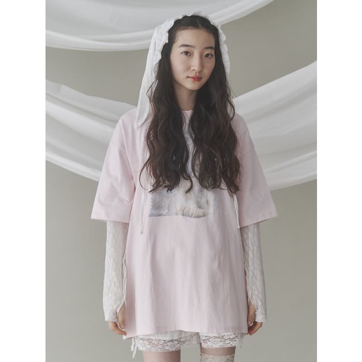 cat ribbon big tee[品番：MKSW0063000]｜merry jenny