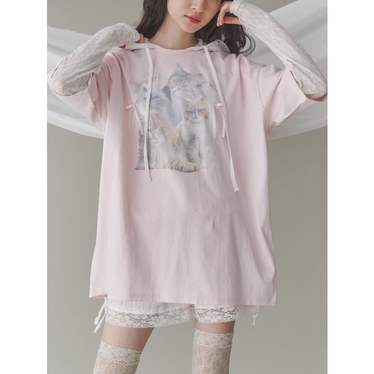 cat ribbon big tee[品番：MKSW0063000]｜merry jenny（メリージェ二ー