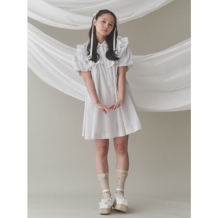 stripe frillfrill ワンピース[品番：MKSW0063403]｜merry jenny