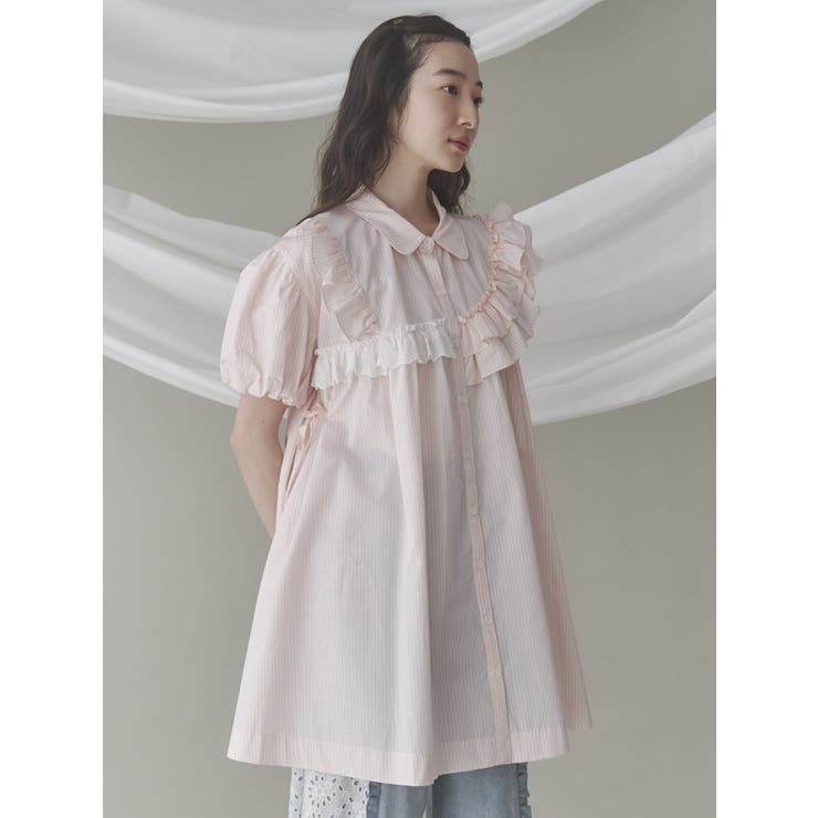 stripe frillfrill ワンピース[品番：MKSW0063403]｜merry jenny