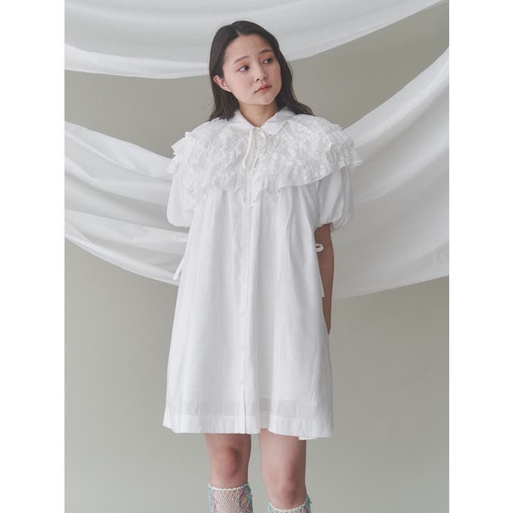 stripe frillfrill ワンピース[品番：MKSW0063403]｜merry jenny
