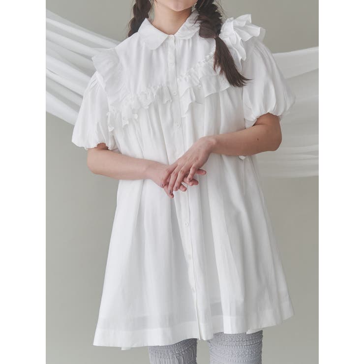 stripe frillfrill ワンピース[品番：MKSW0063403]｜merry jenny