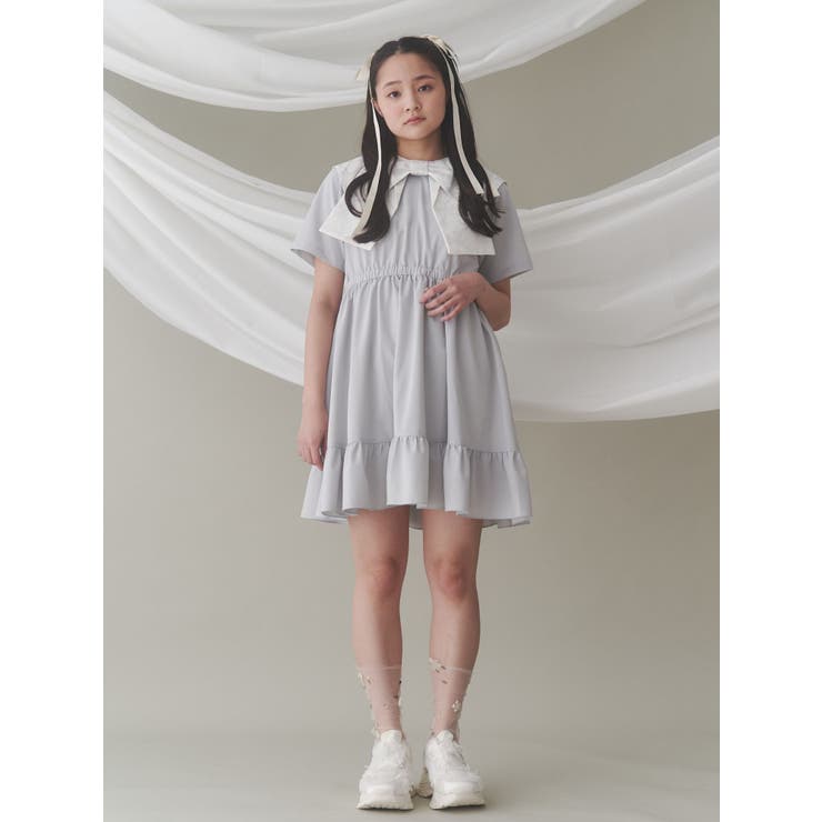 BIG ribbon frillミニワンピース[品番：MKSW0063426]｜merry jenny