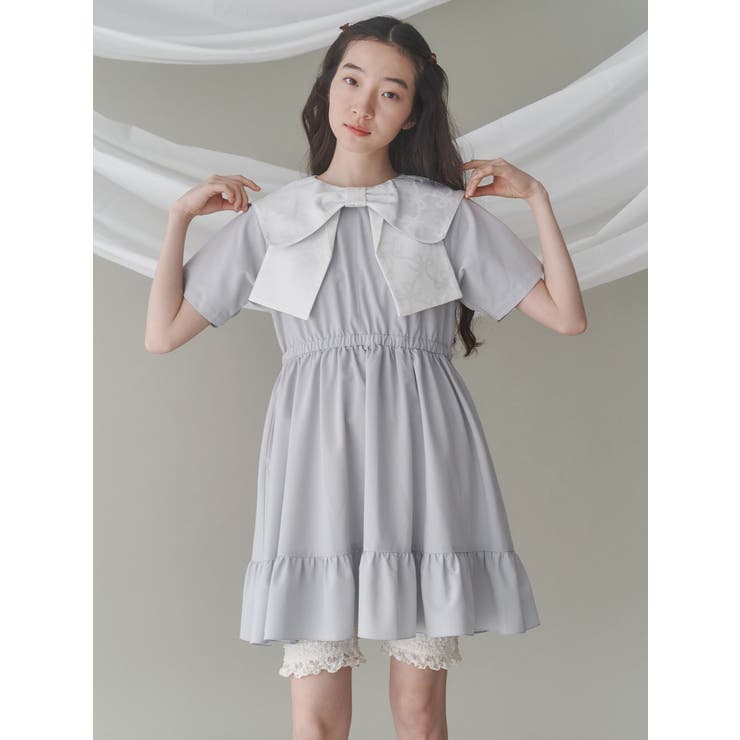 BIG ribbon frillミニワンピース[品番：MKSW0063426]｜merry jenny