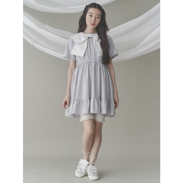 BIG ribbon frillミニワンピース[品番：MKSW0063426]｜merry jenny