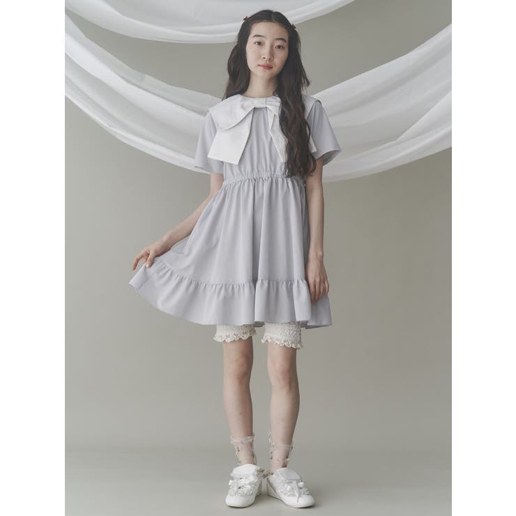 BIG ribbon frillミニワンピース[品番：MKSW0063426]｜merry jenny