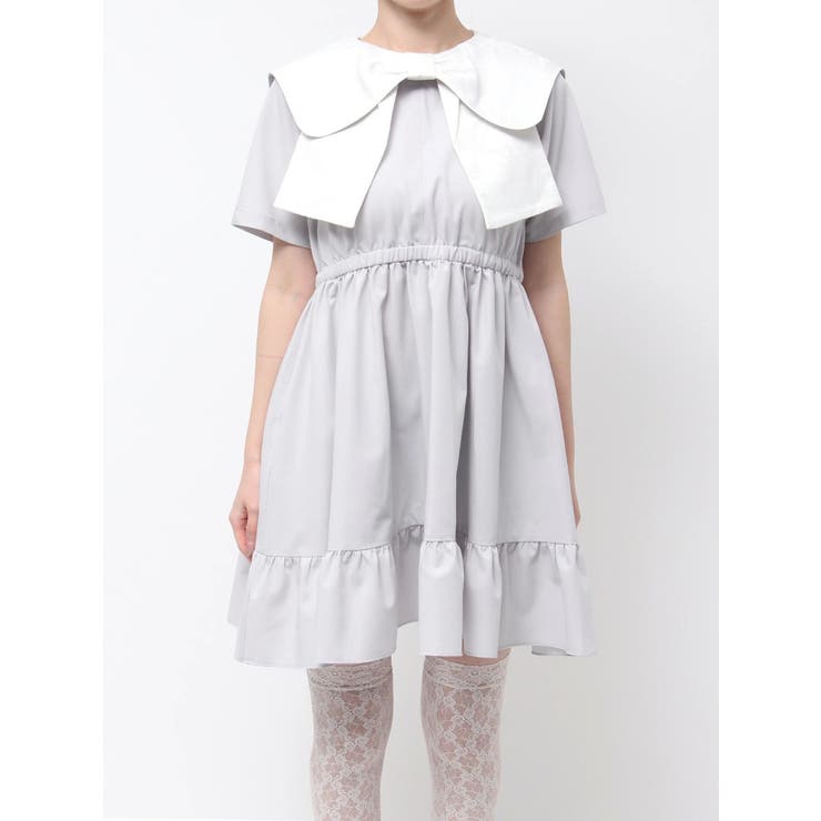BIG ribbon frillミニワンピース[品番：MKSW0063426]｜merry jenny