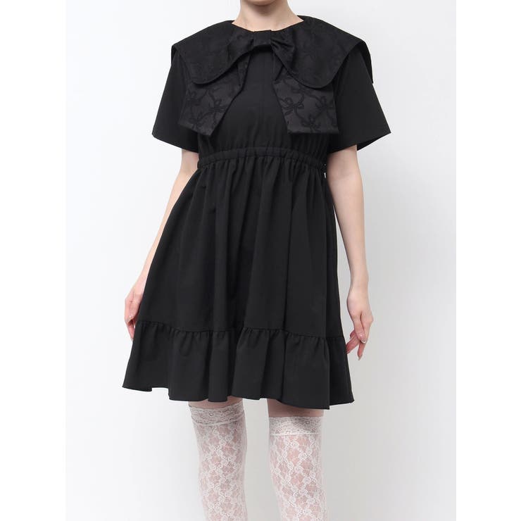 BIG ribbon frillミニワンピース[品番：MKSW0063426]｜merry jenny