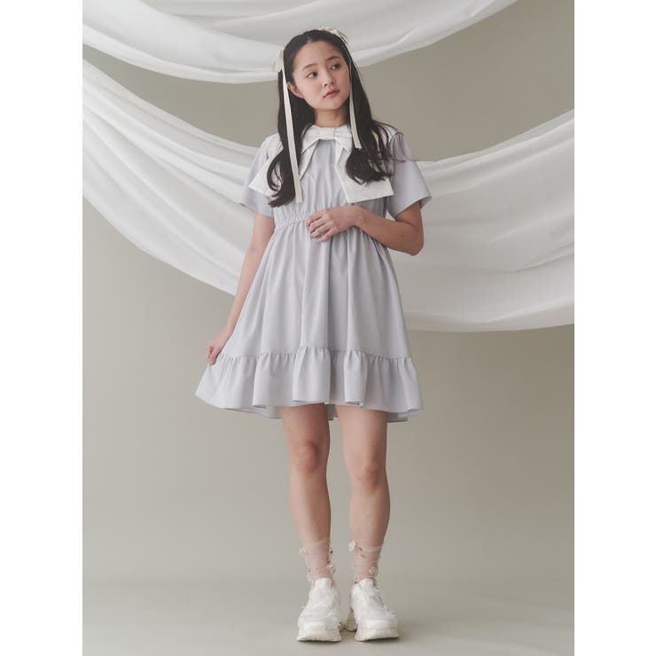 エムミーエメ ワンピース Big ribbon flare リボンミニワンピース BIG ribbon frillミニワンピース[品番：MKSW0063426]｜merry jenny