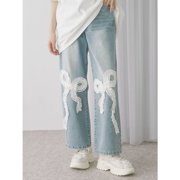 merry Jenny フリルリボン　パンツ　デニム frill ribbonデニムパンツ[品番：MKSW0063428]｜merry jenny