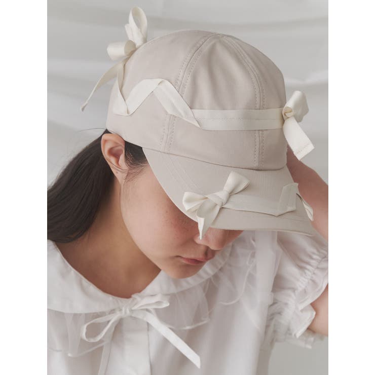 エムミーエメ　3way ribbon cap アイボリー エムミーエメ 3way ribbon cap アイボリー M me eme／3way