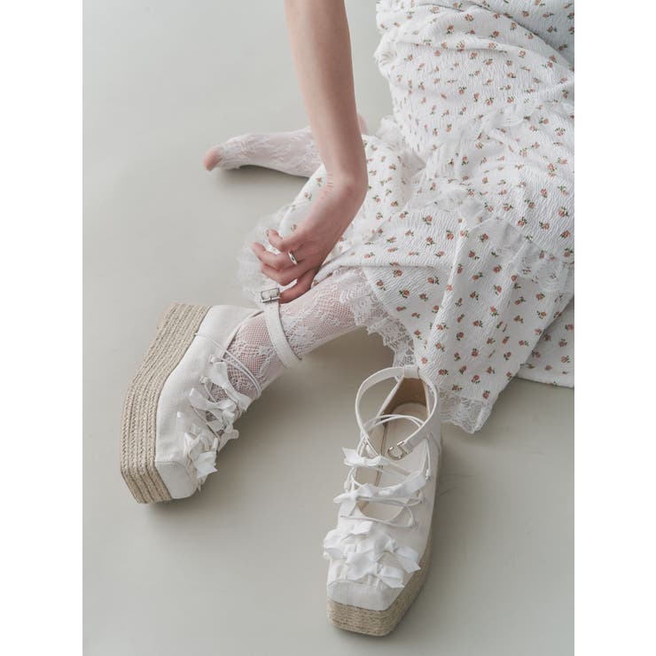 ribbon balletジュートウェッジサンダル[品番：MKSW0063434