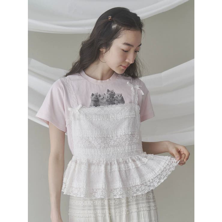 cat frill tee[品番：MKSW0063432]｜merry jenny（メリージェ二ー