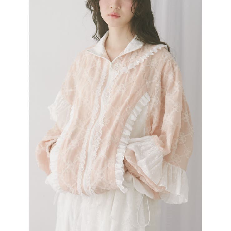 ピンク | flower frill laceブルゾン | merry jenny