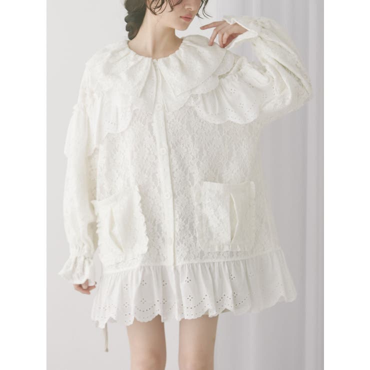 フリルフリルレースジャケット[品番：MKSW0065602]｜merry jenny