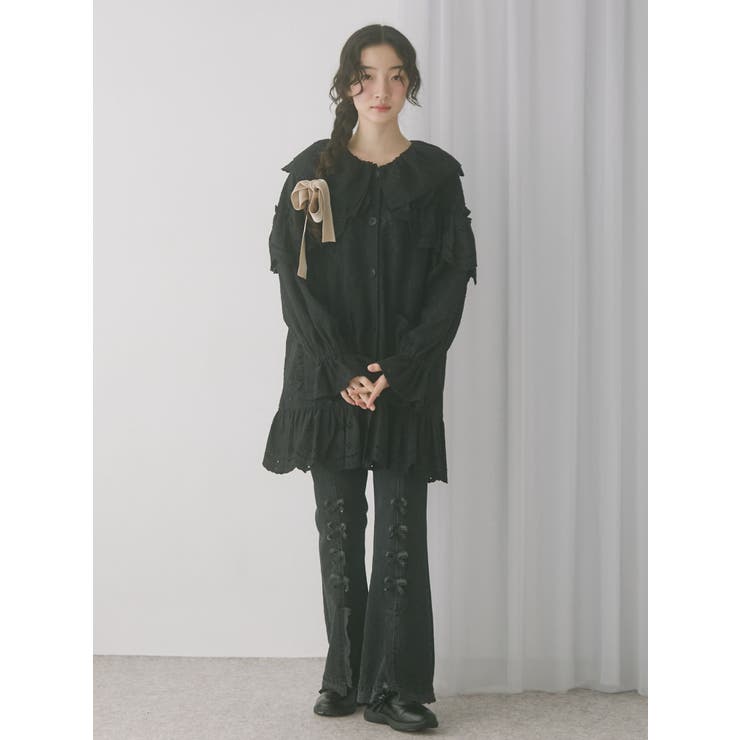 メリージェニー　フリルフリルレースジャケット　白 メリージェニー merry jenny フリルフリルレースジャケット