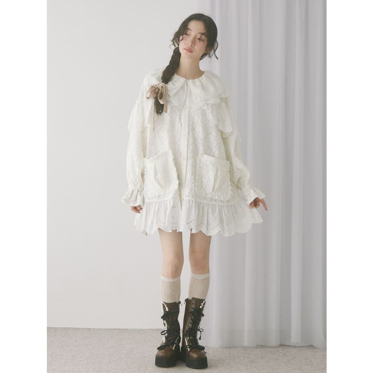 フリルフリルレースジャケット[品番：MKSW0065602]｜merry jenny