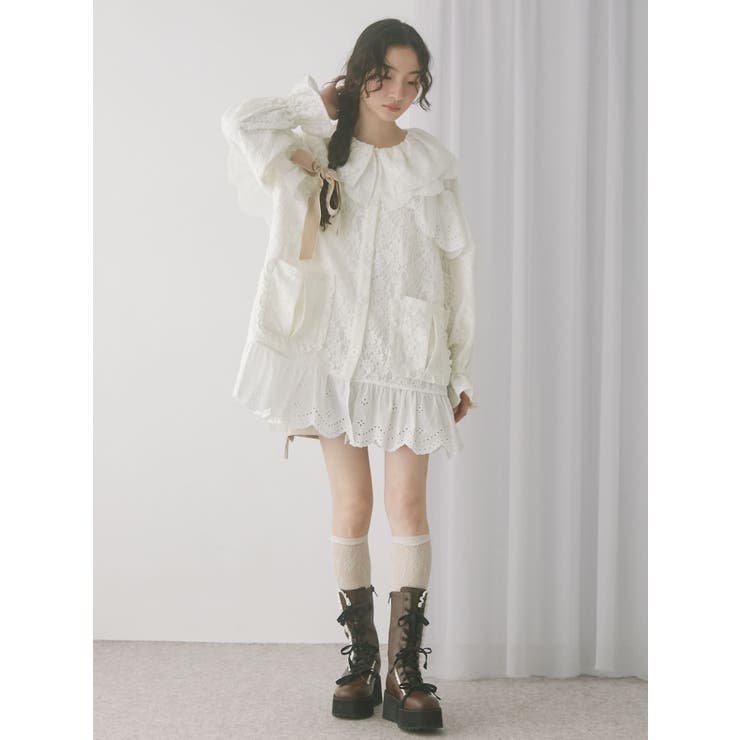 フリルフリルレースジャケット[品番：MKSW0065602]｜merry jenny