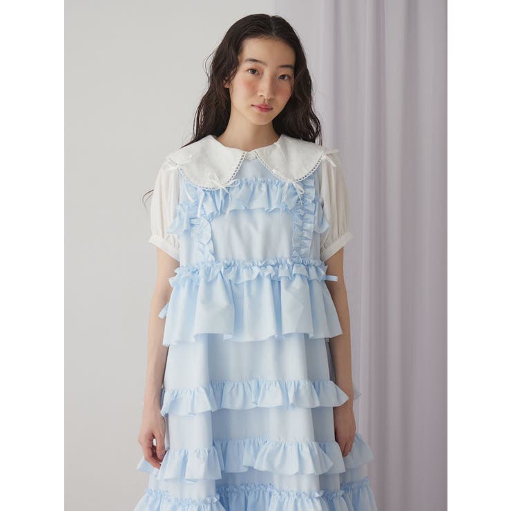 merruny メルニー　frill tiered cami ワンピース フリルティアードワンピース[品番：MKSW0064723]｜merry jenny
