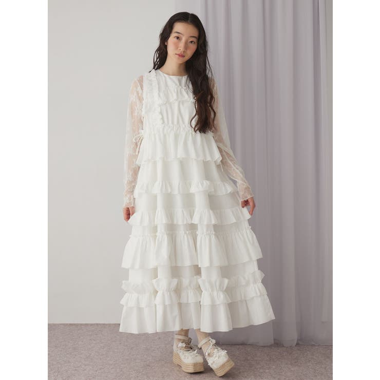 フリルティアードワンピース[品番：MKSW0064723]｜merry jenny