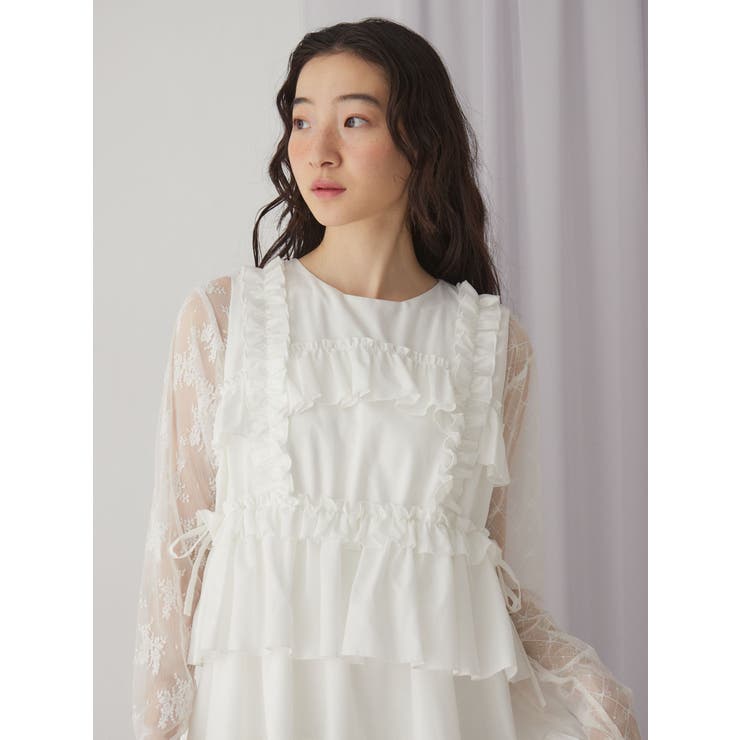 フリルティアードワンピース[品番：MKSW0064723]｜merry jenny