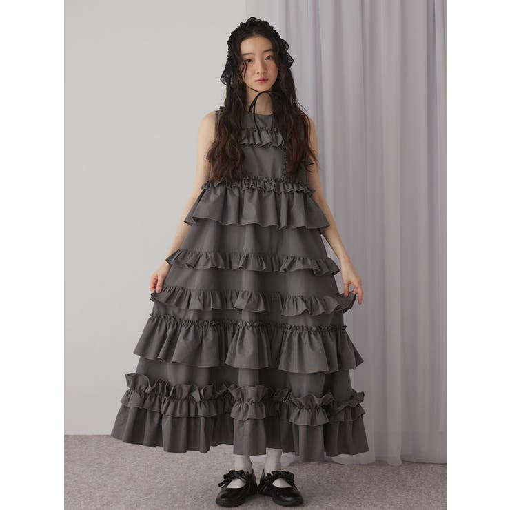 フリルティアードワンピース[品番：MKSW0064723]｜merry jenny