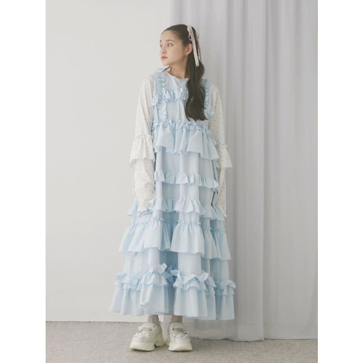 フリルティアードワンピース merry jenny メリージェニー merry jenny フリルティアードワンピース （グレー