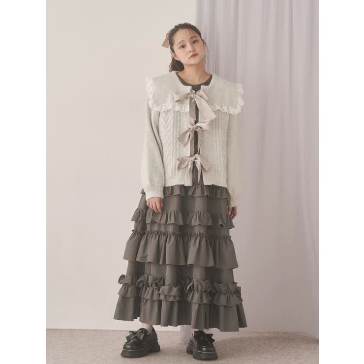 フリルティアードワンピース[品番：MKSW0064723]｜merry jenny