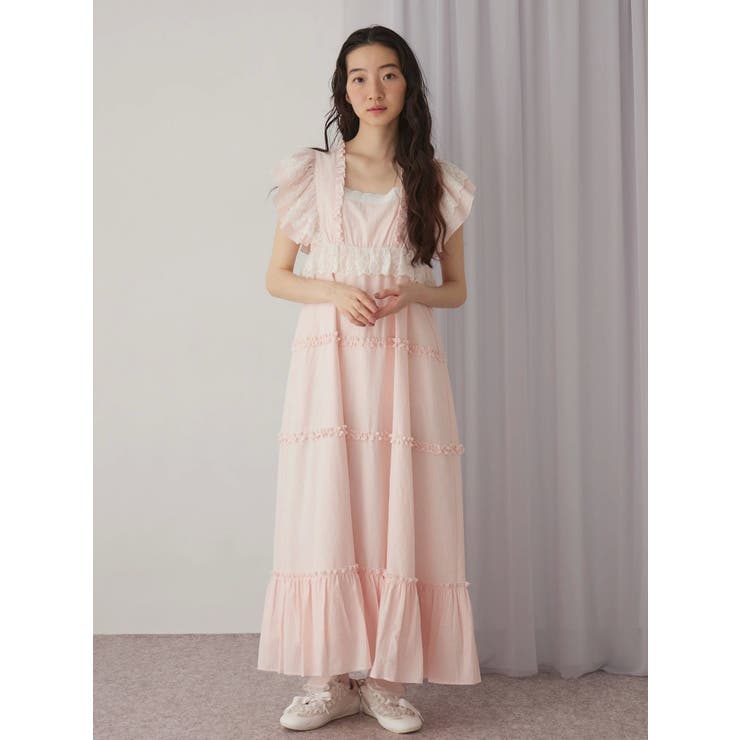 ストライプレースワンピース[品番：MKSW0064724]｜merry jenny