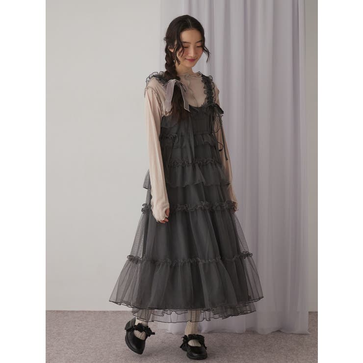 チュールドロストロングワンピース[品番：MKSW0065265]｜merry jenny