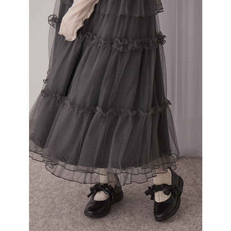 チュールドロストロングワンピース[品番：MKSW0065265]｜merry jenny