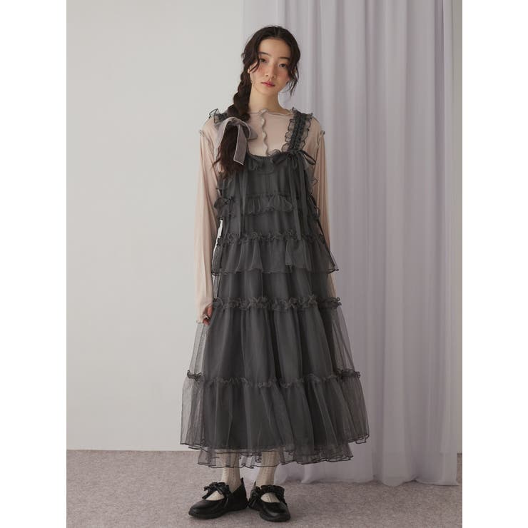 チュールドロストロングワンピース[品番：MKSW0065265]｜merry jenny