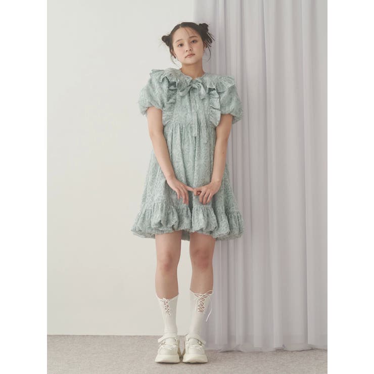 flowerジャガードミニワンピース[品番：MKSW0065069]｜merry jenny