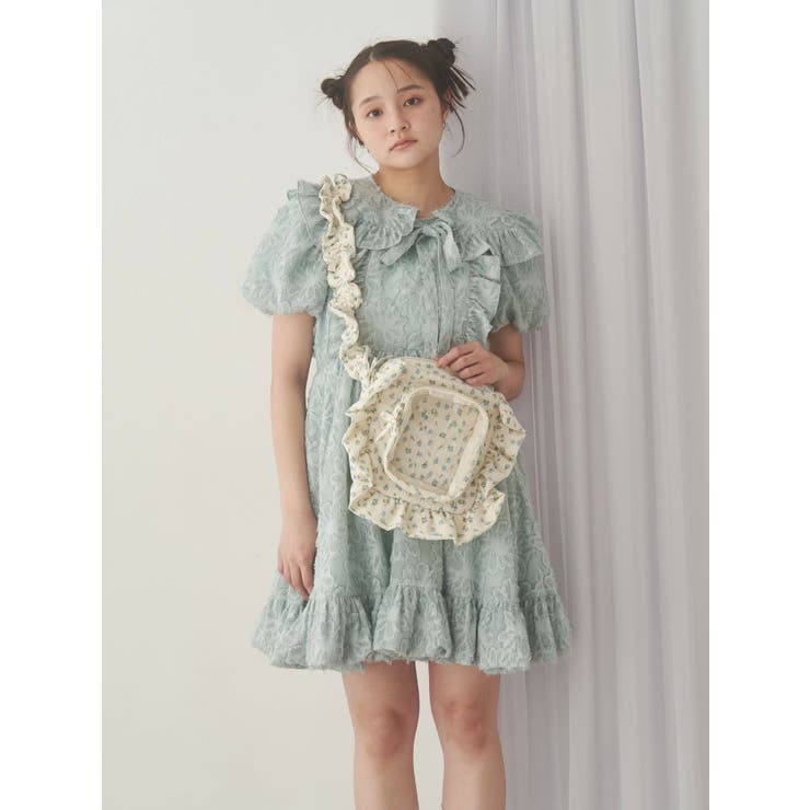 merry jenny flower ジャガードミニワンピース＋つけ襟 merry jenny flower ジャガードミニワンピース＋つけ襟 merry jenny