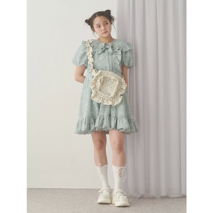 flowerジャガードミニワンピース[品番：MKSW0065069]｜merry jenny