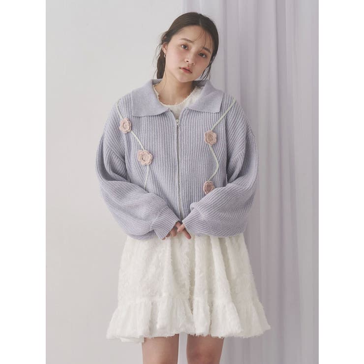 flowerジャガードミニワンピース[品番：MKSW0065069]｜merry jenny