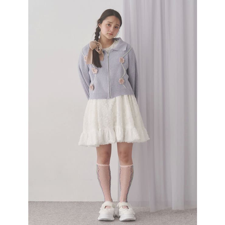 flowerジャガードミニワンピース[品番：MKSW0065069]｜merry jenny