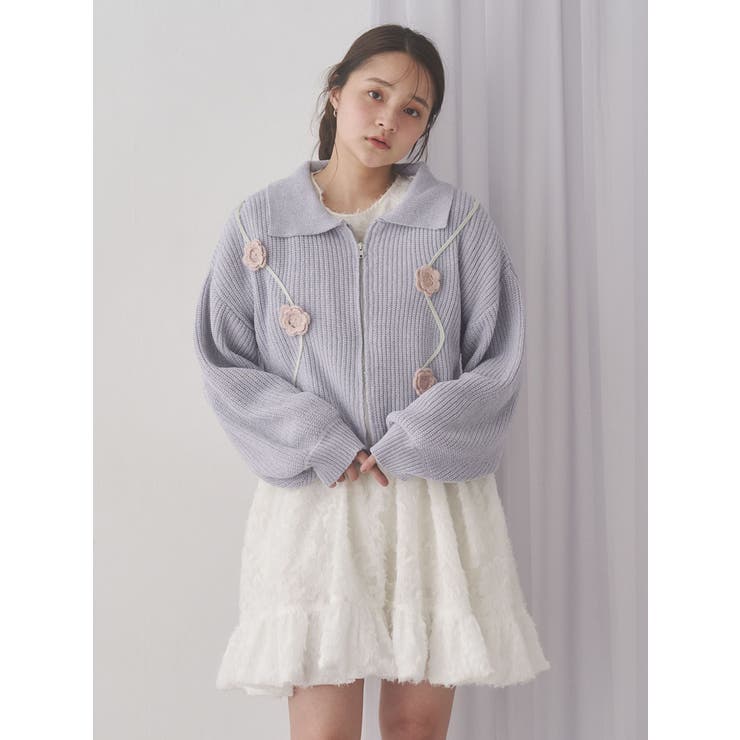 flowerジャガードミニワンピース[品番：MKSW0065069]｜merry jenny