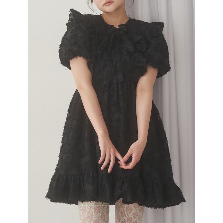 flowerジャガードミニワンピース[品番：MKSW0065069]｜merry jenny