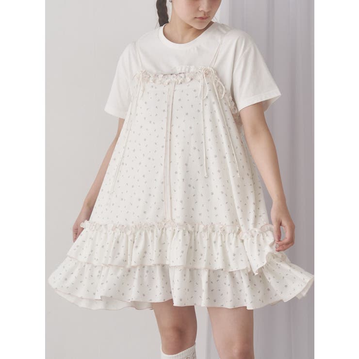 Merry jenny flower waffle ミニワンピース flower waffleミニワンピース[品番：MKSW0065272]｜merry jenny