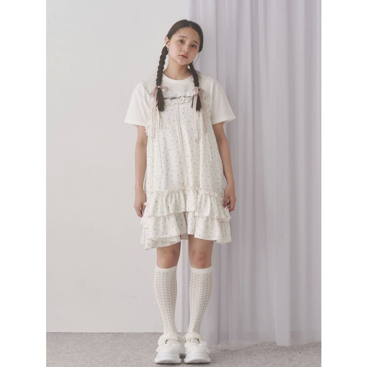 Merry jenny flower waffle ミニワンピース flower waffleミニワンピース[品番：MKSW0065272]｜merry jenny